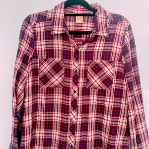 Ladies Medium Faded Glory Plaid Button down